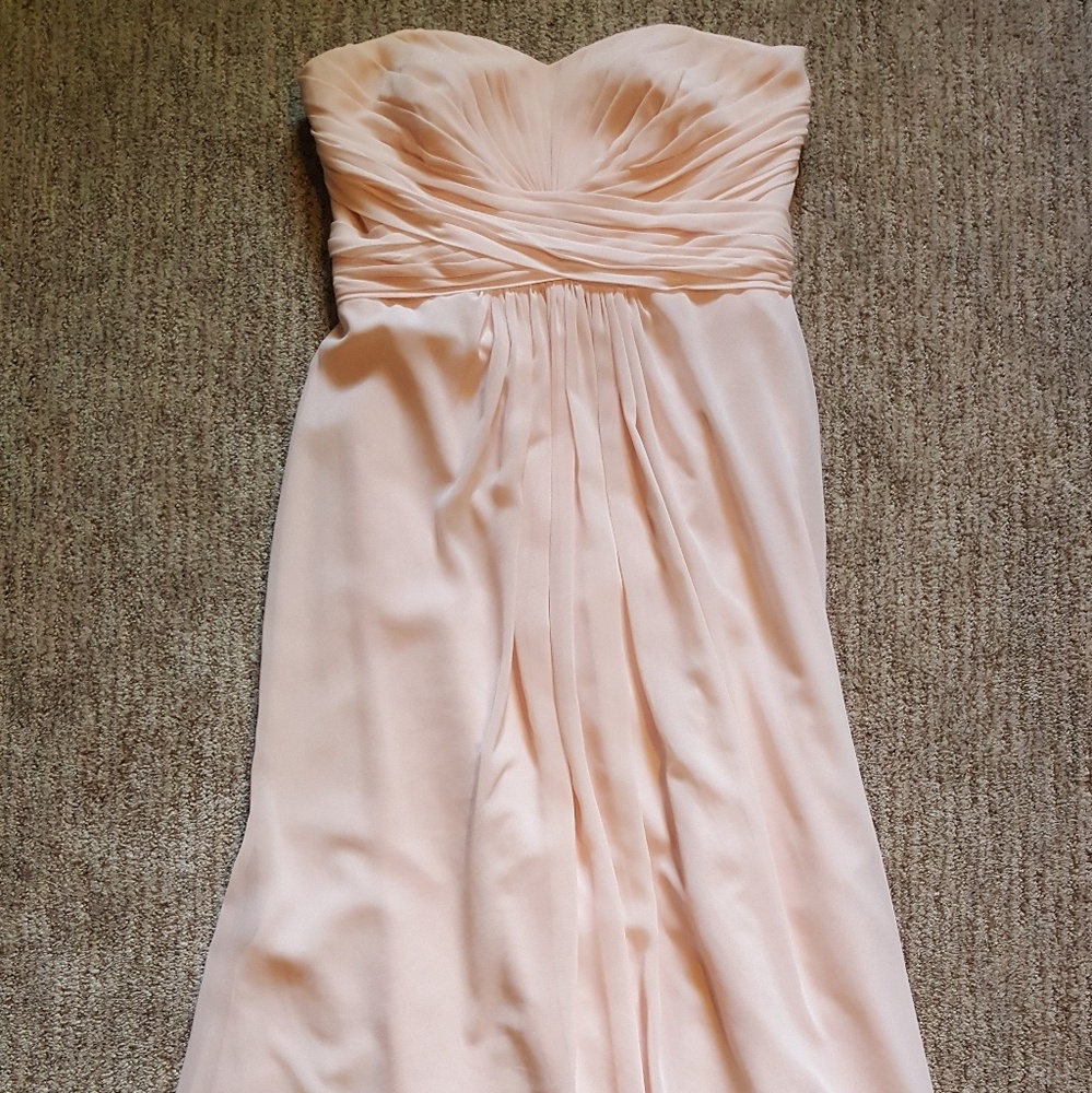 Light peachy pink bridesmaid dress